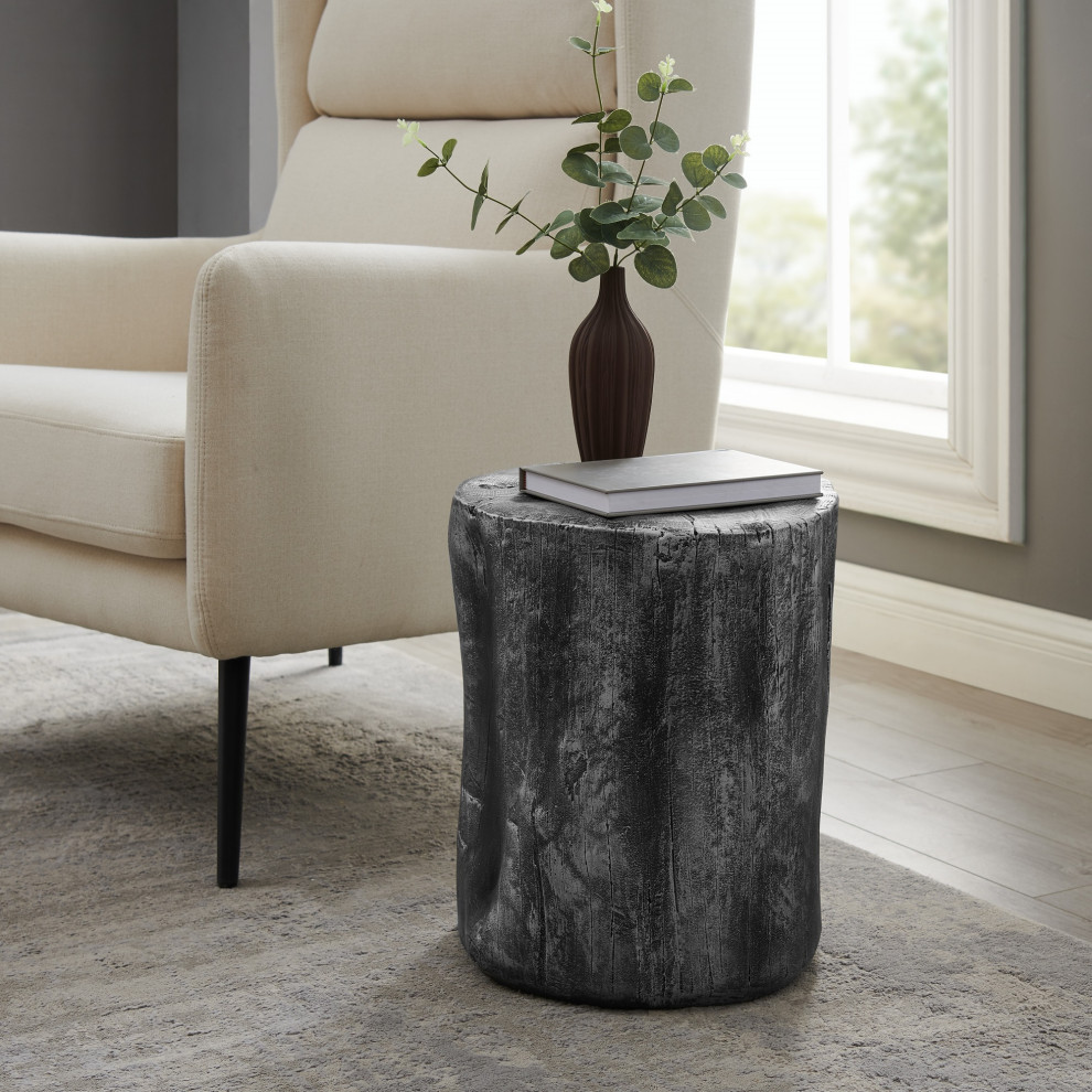 Hunter End Table Stool  Silver   Rustic   Side Tables And End Tables   by VirVentures  Houzz