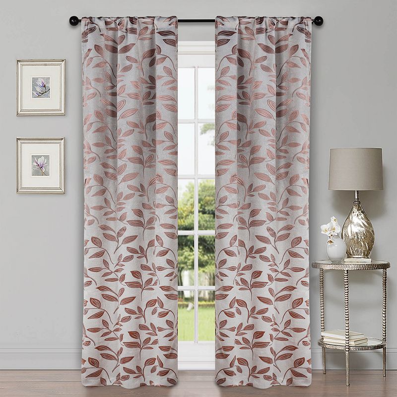 Superior Bohemian Leaves Insulated Thermal Blackout Rod Pocket Curtain Set