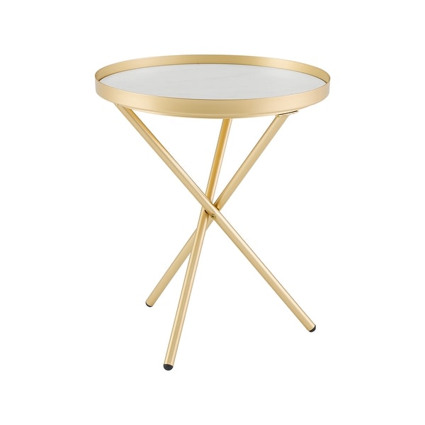 Middlebrook Minimal Faux Marble Gallery-Top Round Side Table