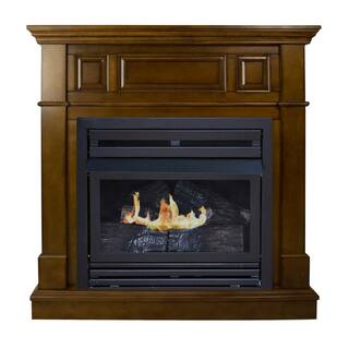 Pleasant Hearth 27500 BTU 42 in. Convertible Ventless Propane Gas Fireplace in Heritage VFF-PH26LP-2H2