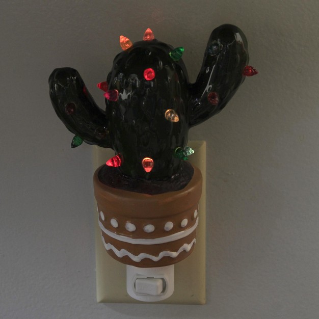 Transpac Christmas Cactus Night Light 1 Night Light 7 25 Inches Lights Plant Tree Dolomite Green