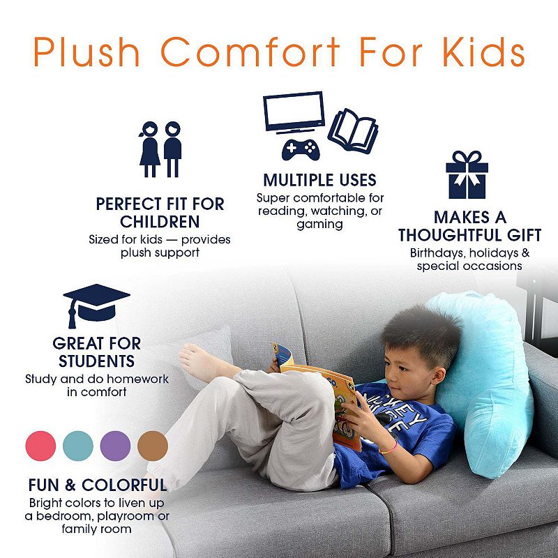 Cheer Collection Kids Size Reading Pillow with Arms for Sitting Up in Bed