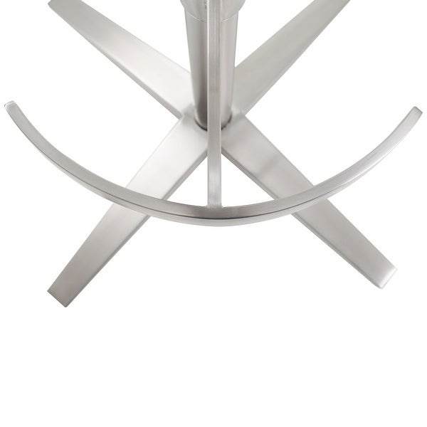 MIX Brushed Stainless Steel Adjustable Height Swivel Faux Leather Stool with Arms With X Base