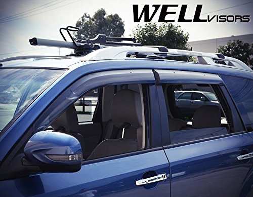 WellVisors Side Window Wind Deflector Visors - Subaru Forester 2009 2010 2011 2012 2013 Premium Series