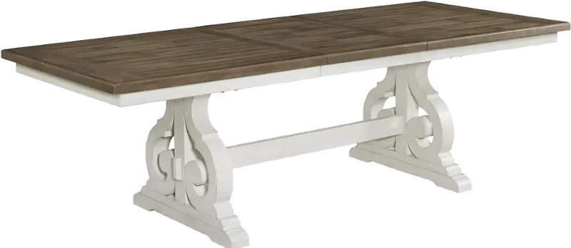 Drake White and Brown Trestle Dining Room Table