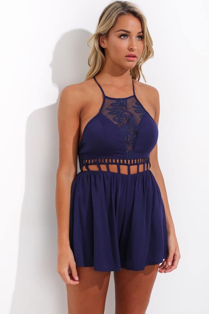 Lace Infusion Romper Navy