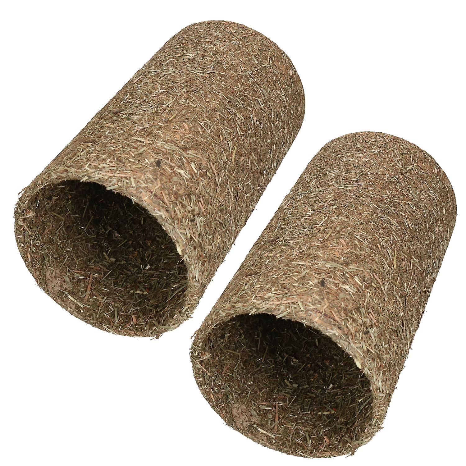 Small Pet Guinea Pig Naturals Treat Hay 'n' Hide Meadow Tunnel15x15x25cm 2pk