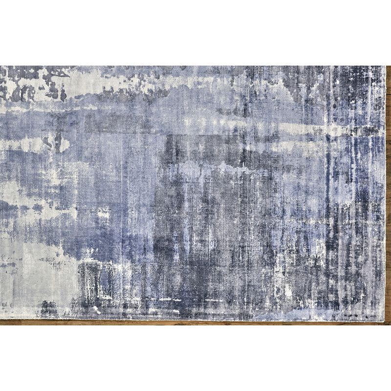 Weave and Wander Cashel Blue Abstract Watercolor Area Rug