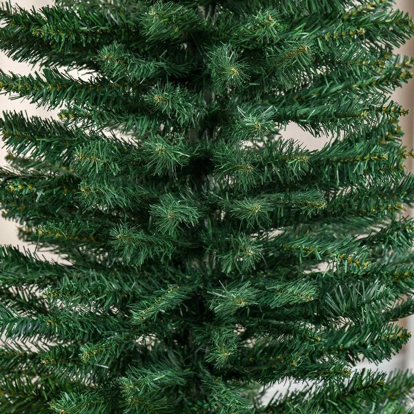 HOMCOM 7' Hinged Noble Fir Unlit Slim Christmas Tree with Stand