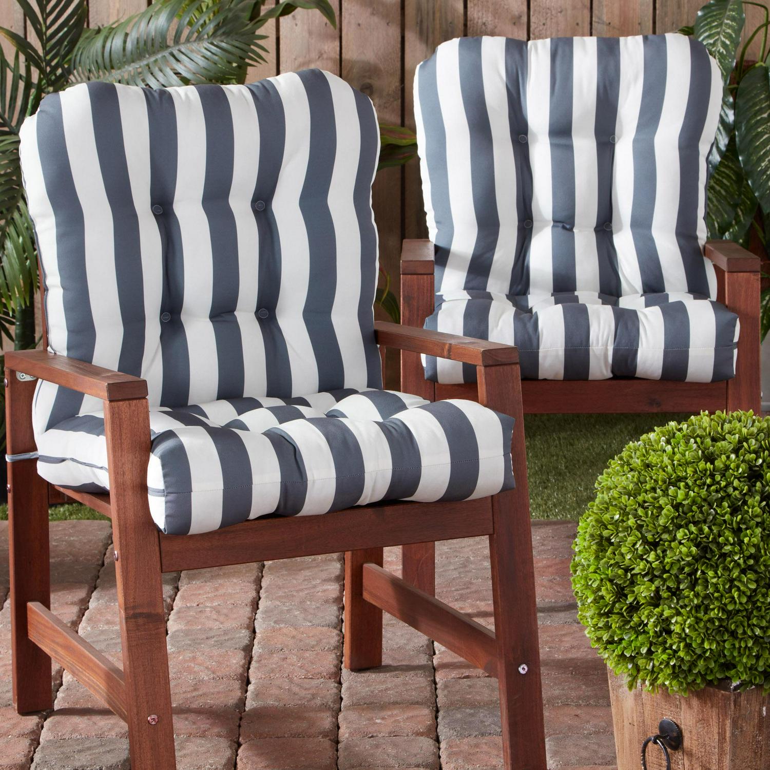 Greendale Home Fashions Canopy Stripe Gray 42 x 21 in. Outdoor Chair Cushion (2-pack)