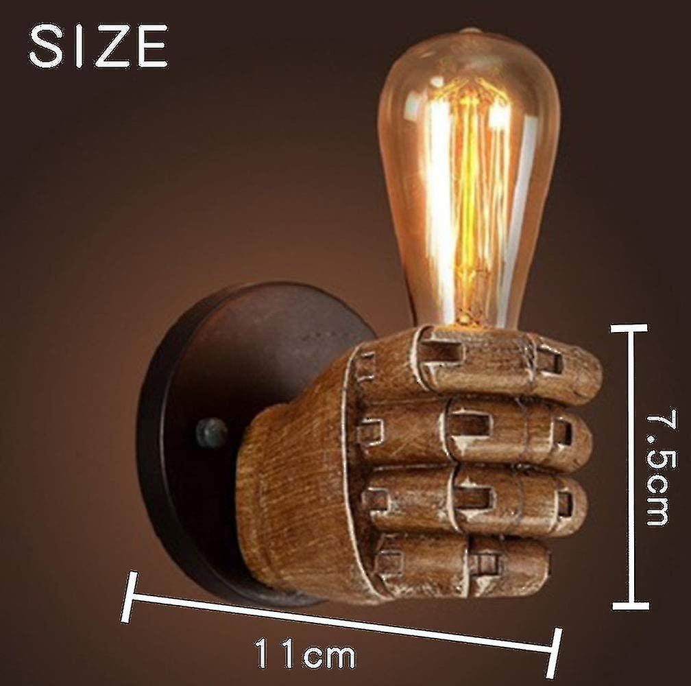 Retro Fist Shaped Wall Sconce - E27 Edison Downlight For Hallway， Kitchen， Bedroom， Dining Room， Cafe (right Hand)