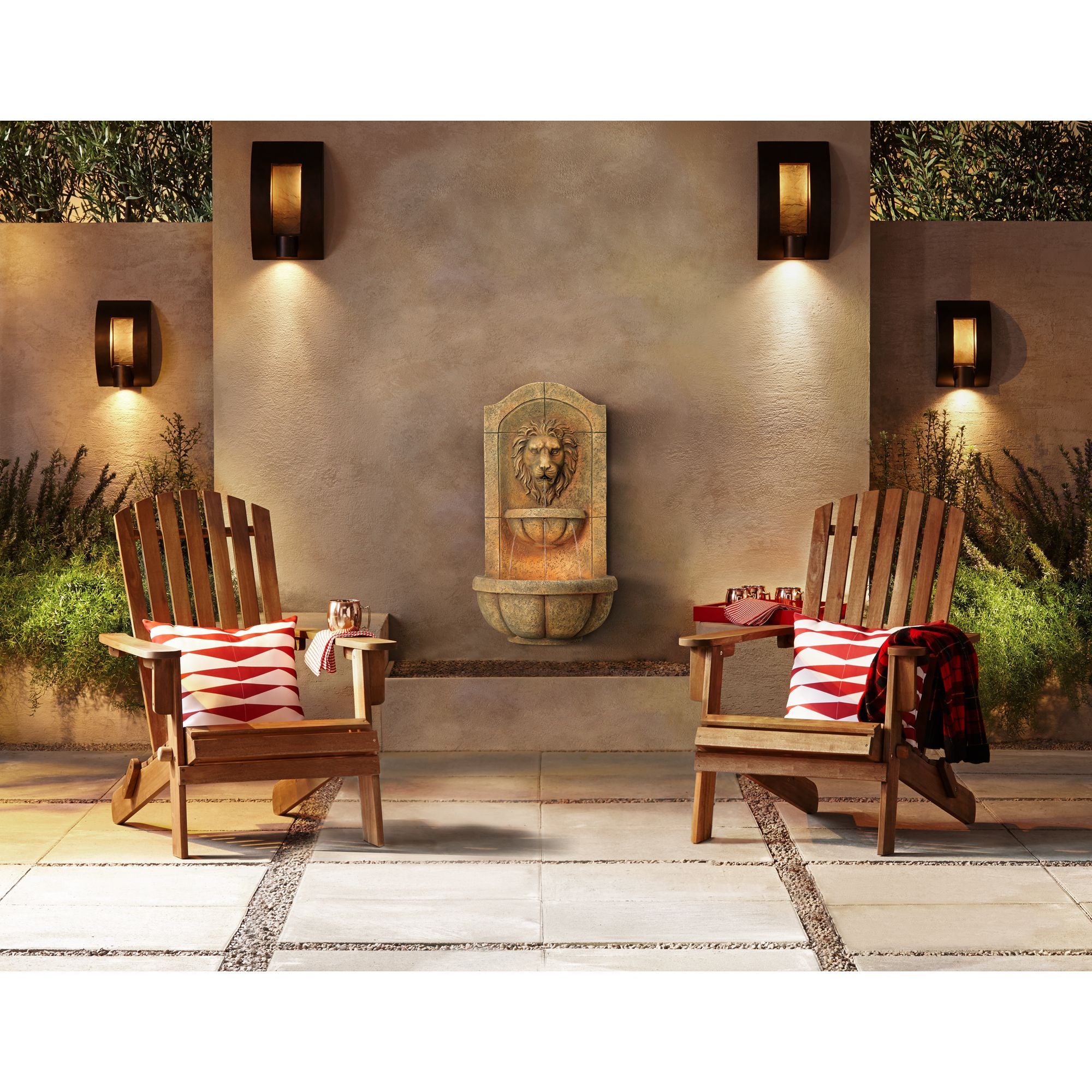 John Timberland Roman Outdoor Wall Water Fountain with Light LED 29 1/2