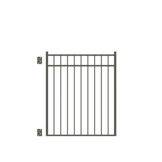 Barrette Outdoor Living Natural Reflections Standard-Duty 4 ft. W x 4.5 ft. H Pewter Aluminum Straight Pre-Assembled Fence Gate 73009690