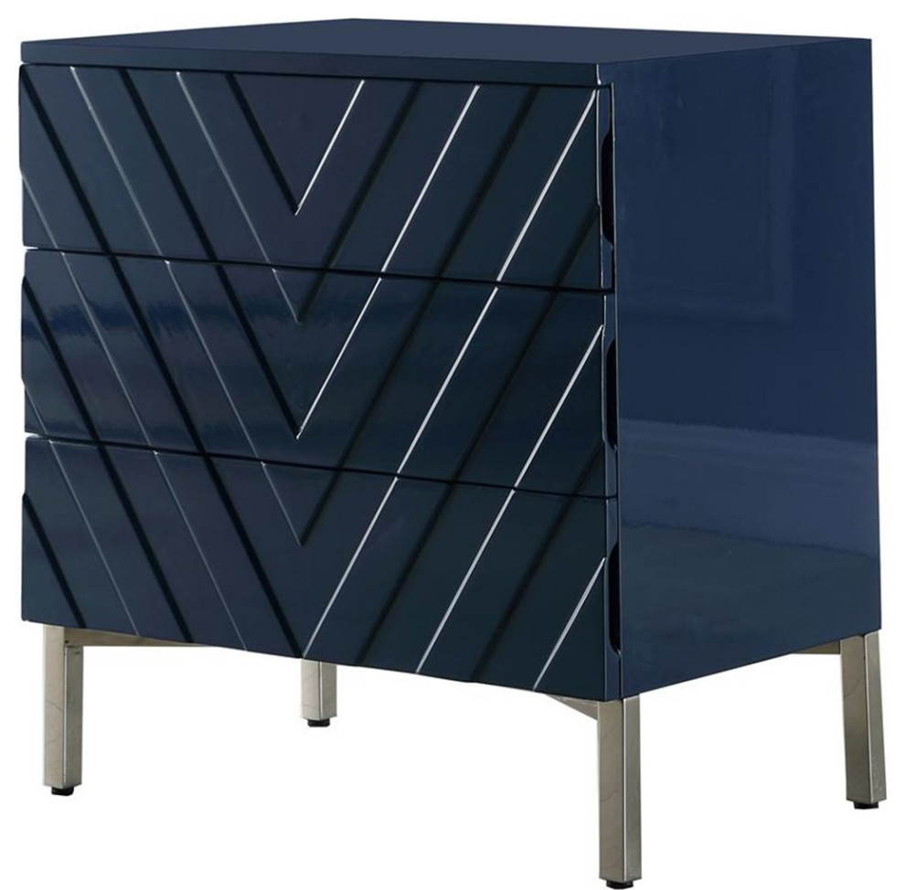 Home Square Collette Accent Table in Navy Lacquer  ampChrome   Set of 2   Contemporary   Side Tables And End Tables   by Homesquare  Houzz