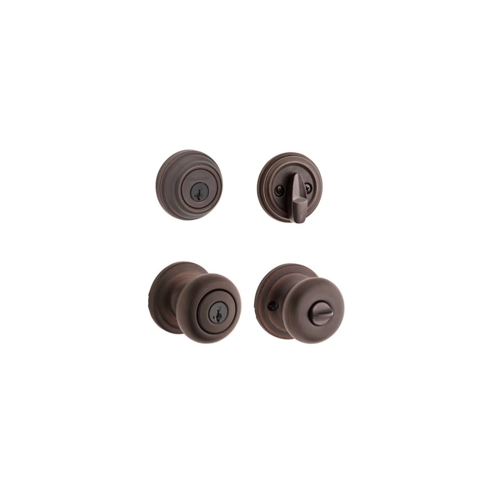 Venetian Bronze Juno Door Knob and Single Cylinder Deadbolt Set ;