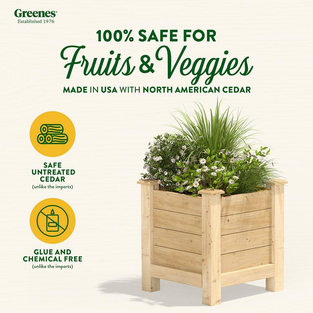 Greenes Fence 16 in. L x 16 in. W x 21 in. H Original Cedar Elevated Planter RCEV161621