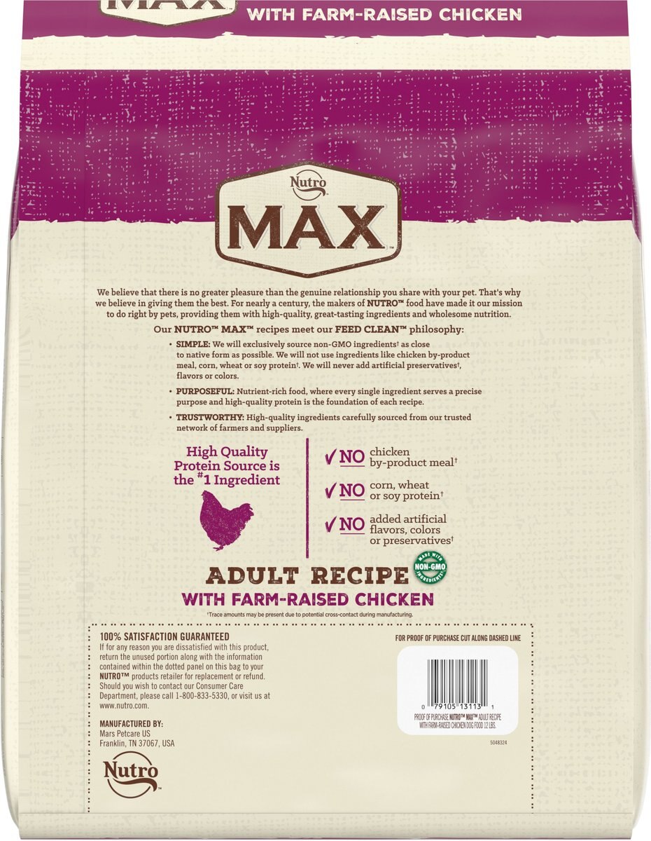 Nutro Max Adult Farm-Raised Chicken Recipe Natural Dry Dog Food