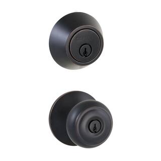 Defiant Hartford Aged Bronze Entry Knob and Double Cylinder Deadbolt Combo Pack BGX7L2B