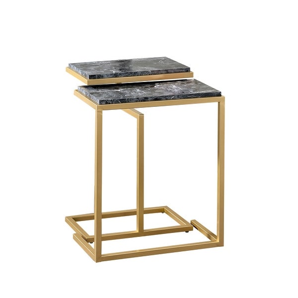 Furniture of America Quana Contemporary 16-inch Faux Marble Nesting Tables