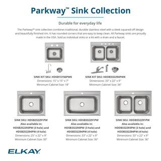 Elkay Parkway 20-Gauge Stainless Steel 15 in. Single Bowl Drop-In Kitchen Sink with Faucet HDSB15156PWK