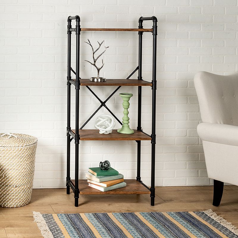 Honey-Can-Do 4-Tier Industrial Black Bookshelf