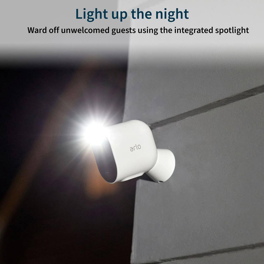 Arlo Pro 4 Spotlight Camera - Wireless Security 2K Video and HDR Color Night Vision 2-Way Audio 2 Pack White VMC4250P-100NAS