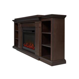 Real Flame Winterset Slim 74 in. Freestanding Wooden Electric Fireplace TV Stand in Dark Walnut 8022E-DW