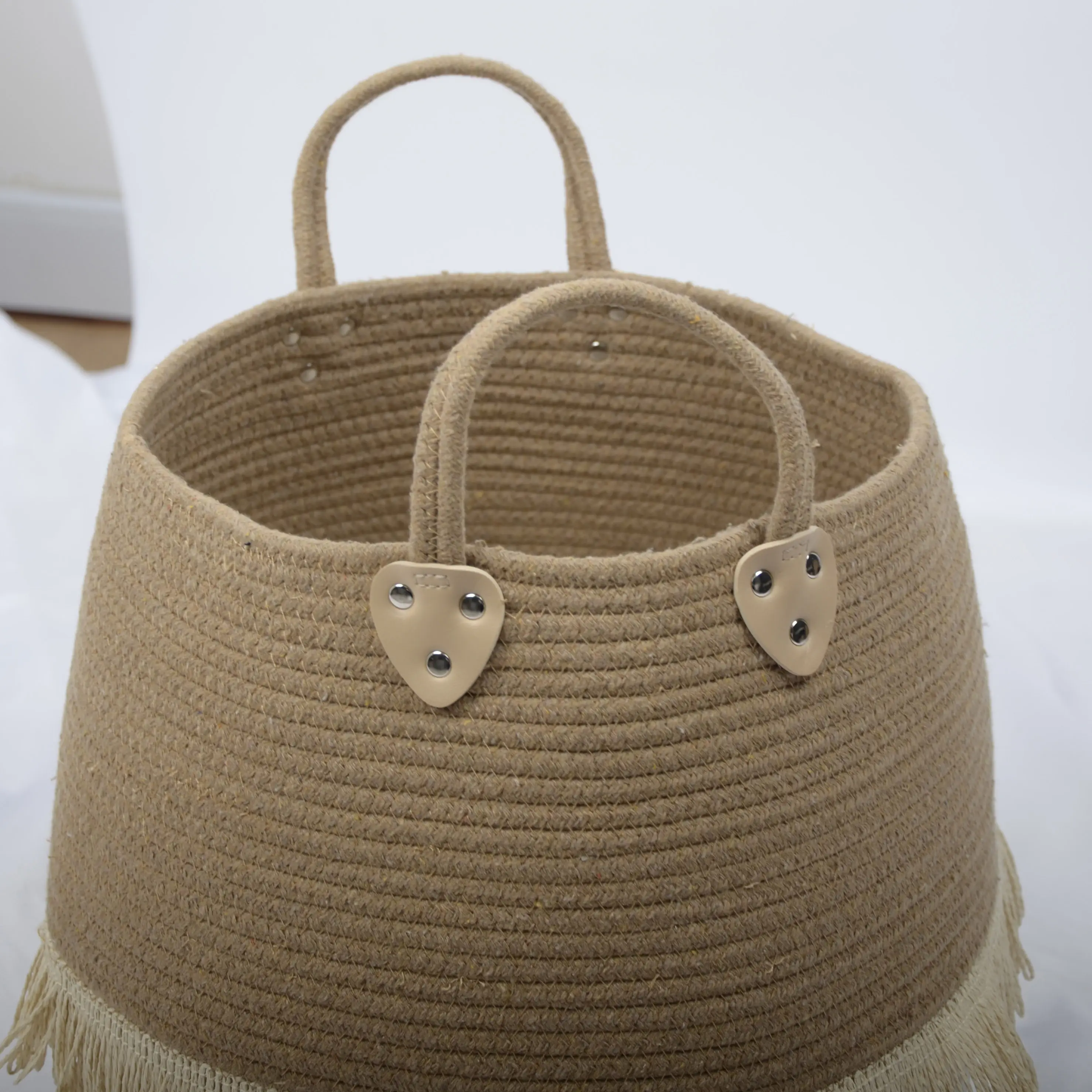 XXXL size cotton rope basket woven baby laundry basket with handle receiving quilt cushion thread laundry basket