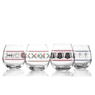 JoyJolt Star Wars Ugly Sweater Collection 15 oz. Stemless Drinking Glass (Set of 4) JSW10839