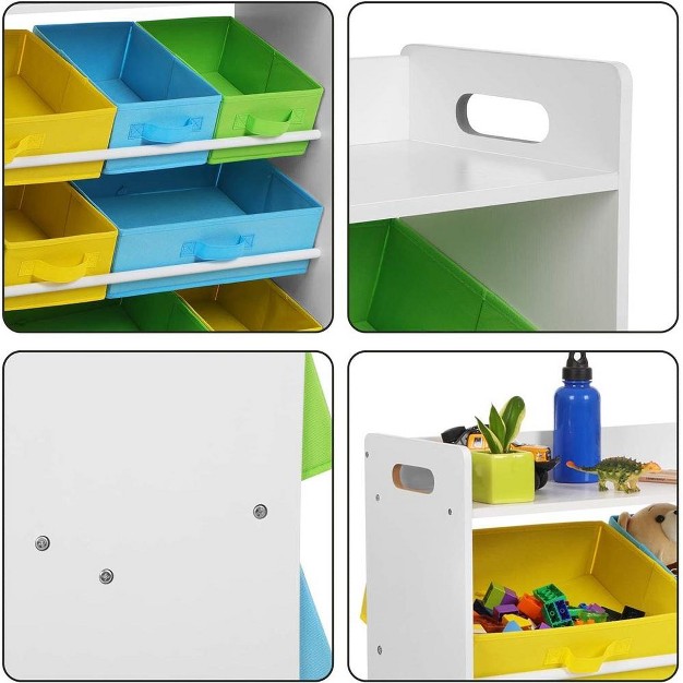 Songmics Toy Organizer And Storage Bins Kids Toy Storage Unit With 9 Removable Non woven Fabric Bins White