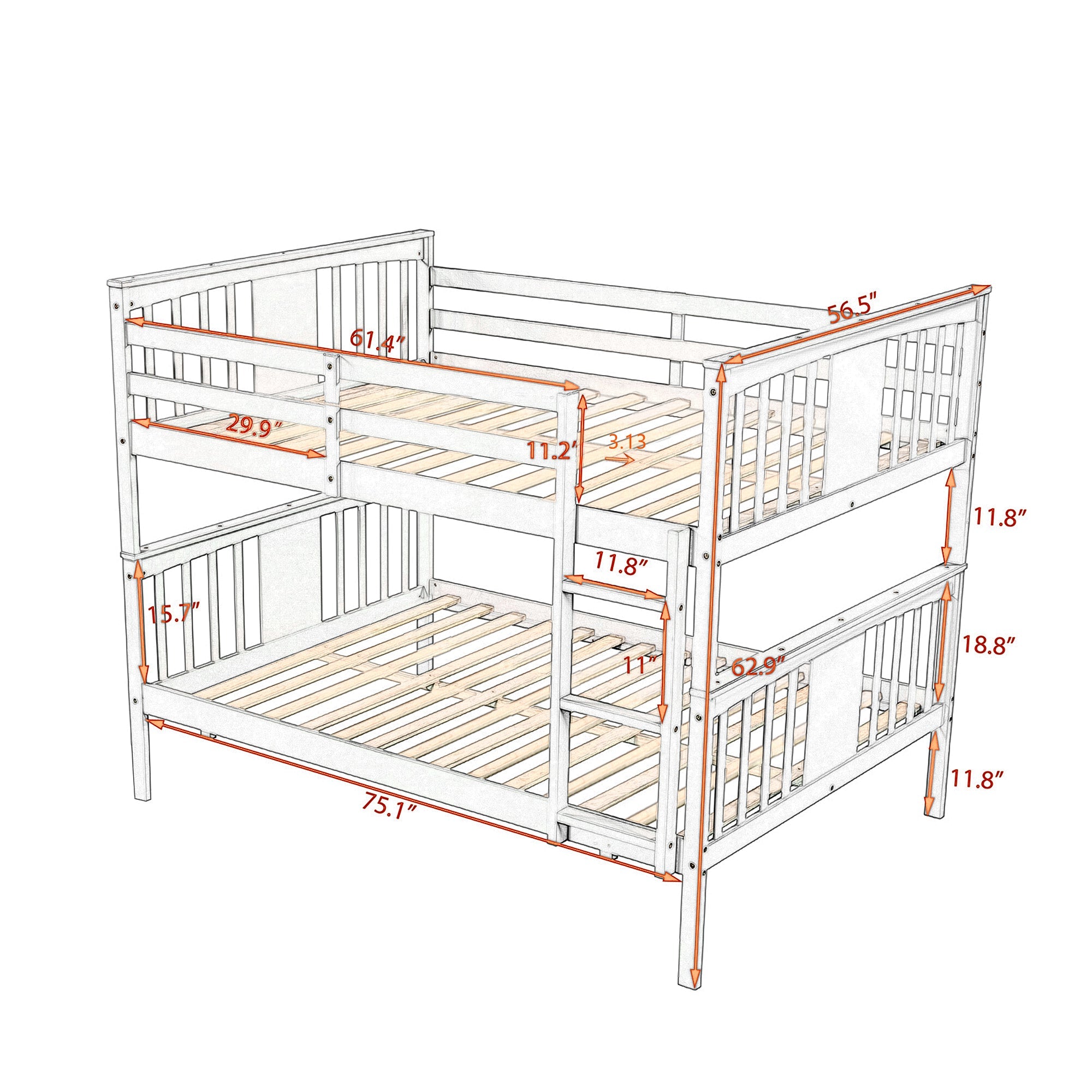 Churanty Wooden Full Over Full Bunk Bed with Safety Guardrail and Sturdy Ladder for Bedrooms Guest Rooms Dorms,Espresso