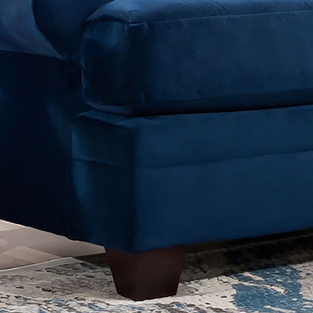 Denu Transitional Navy Microfiber Round Arms Sofa by Furniture of America