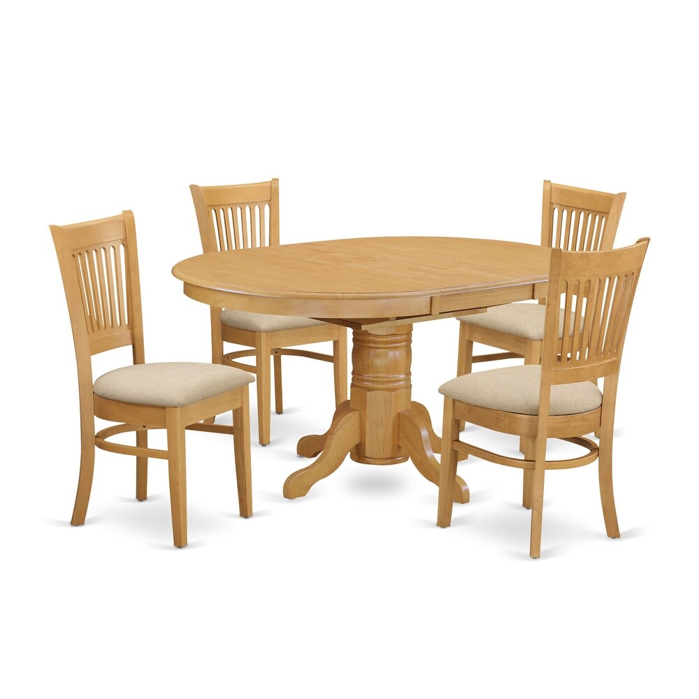 East West Furniture 5 Piece Modern Dining Table Set Includes an Oval Wooden Table and 4 Kitchen Chairs  Oak(Seats Option)