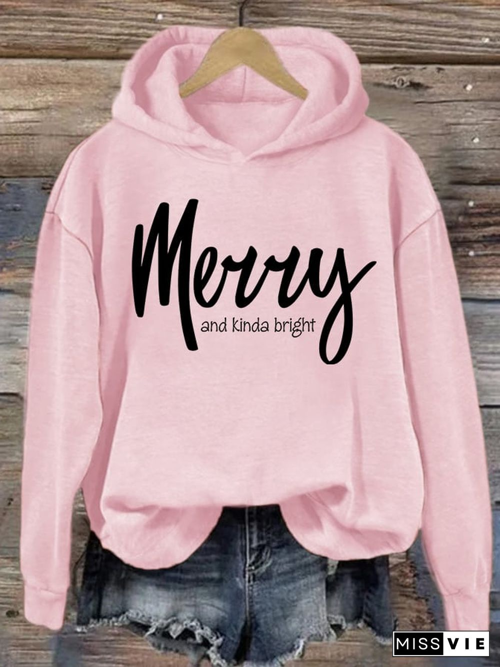 Women's Christmas Merry and kinda bright hoodie