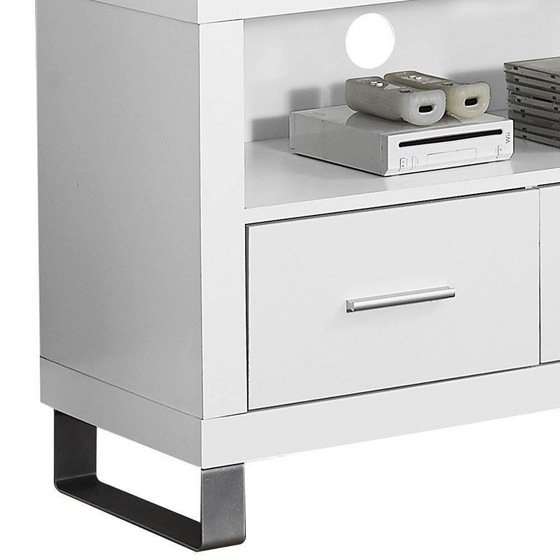 Monarch Contemporary Multimedia Entertainment Center TV Stand w/ Storage， White