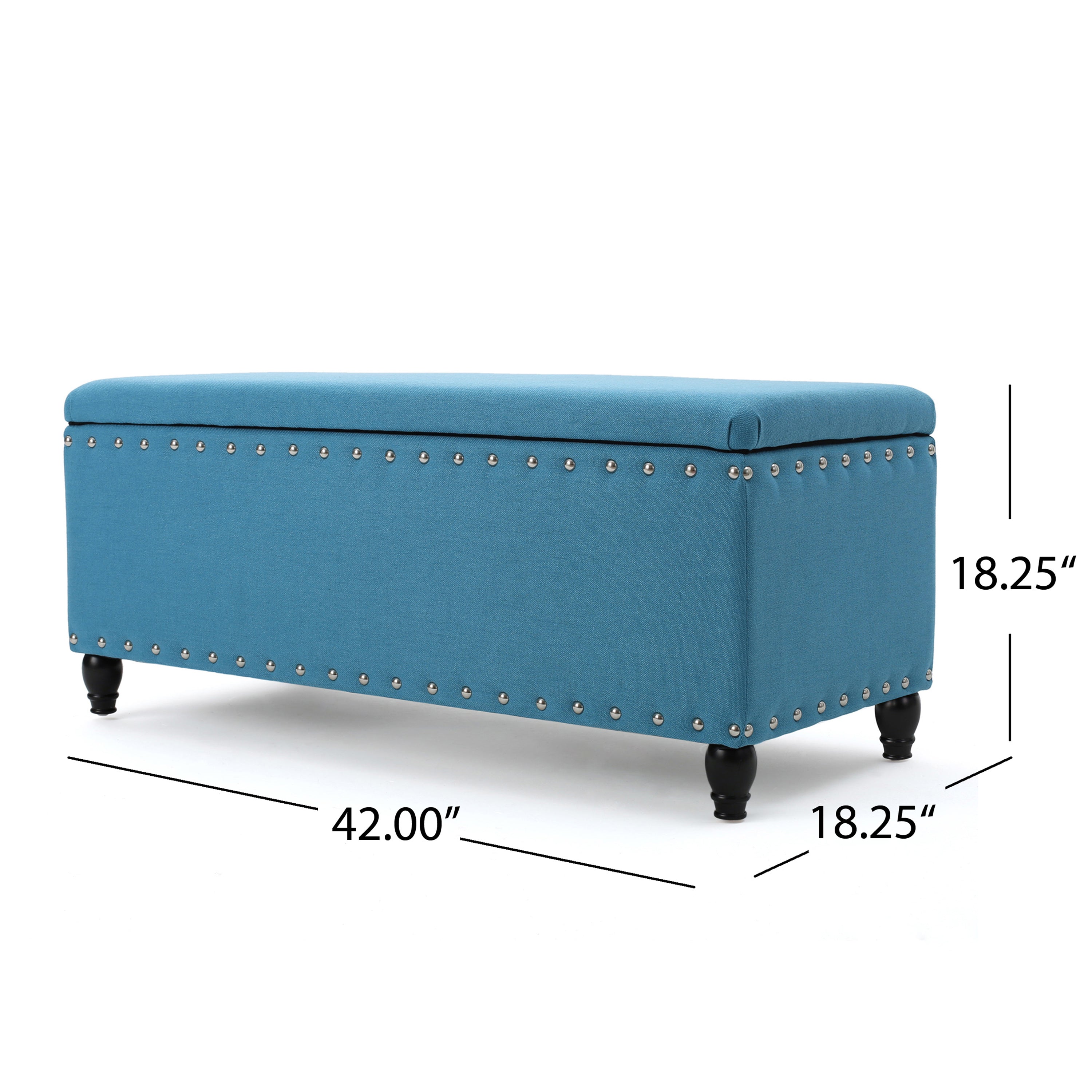 Tatiana Contemporary Fabric Storage Ottoman with Nailhead Trim