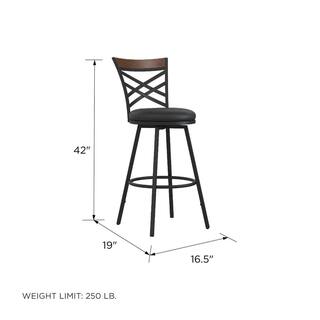 DHP Joss Black Upholstered Faux Leather Seat Adjustable Swivel Barstool (Set of 3) DE96700