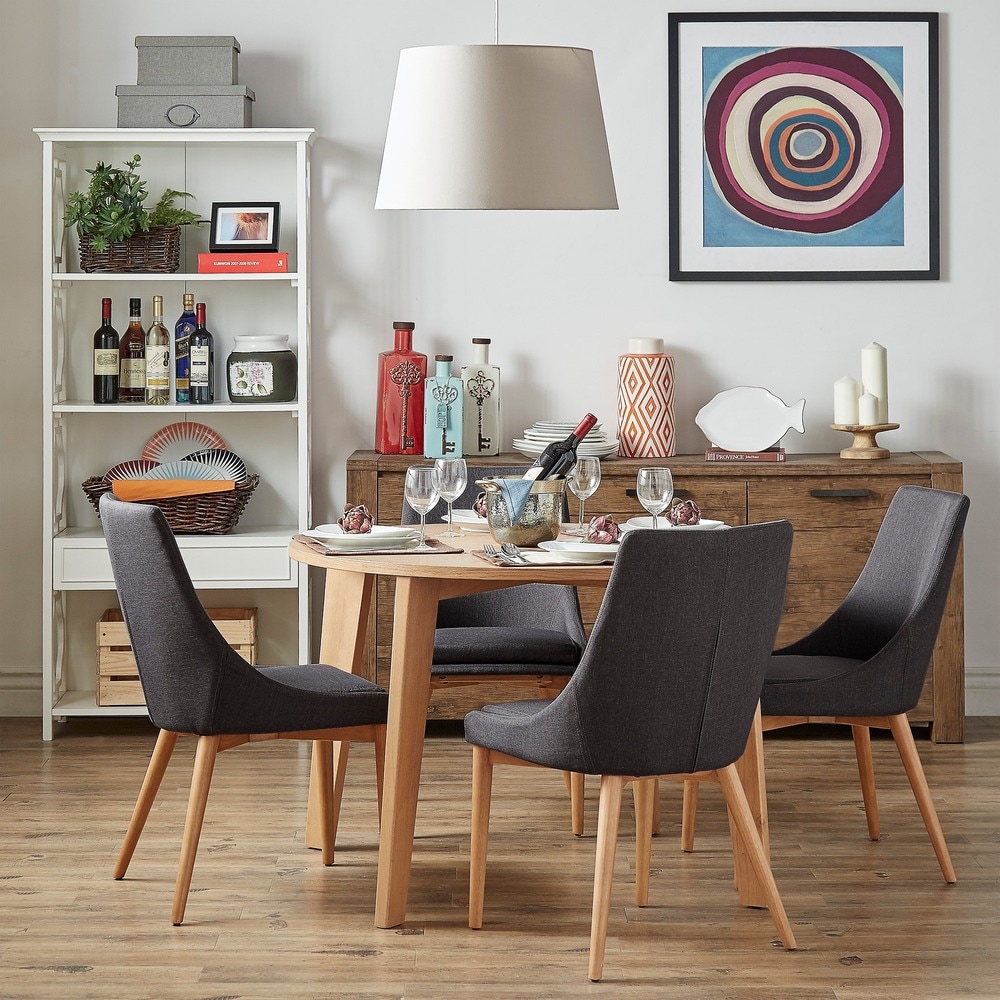 Sasha Oak Angled Leg Round 5 piece Dining Set iNSPIRE Q Modern