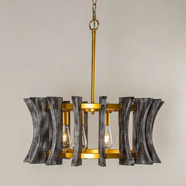 Antique Grey/ Gold Wooden 4-Light Porch Chandelier Shopping - The Best Deals on Chandeliers