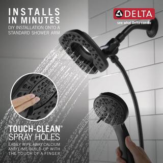 Delta In2ition 4-Spray Patterns 1.75 GPM 6 in. Wall Mount Dual Shower Heads in Matte Black 58498-BL