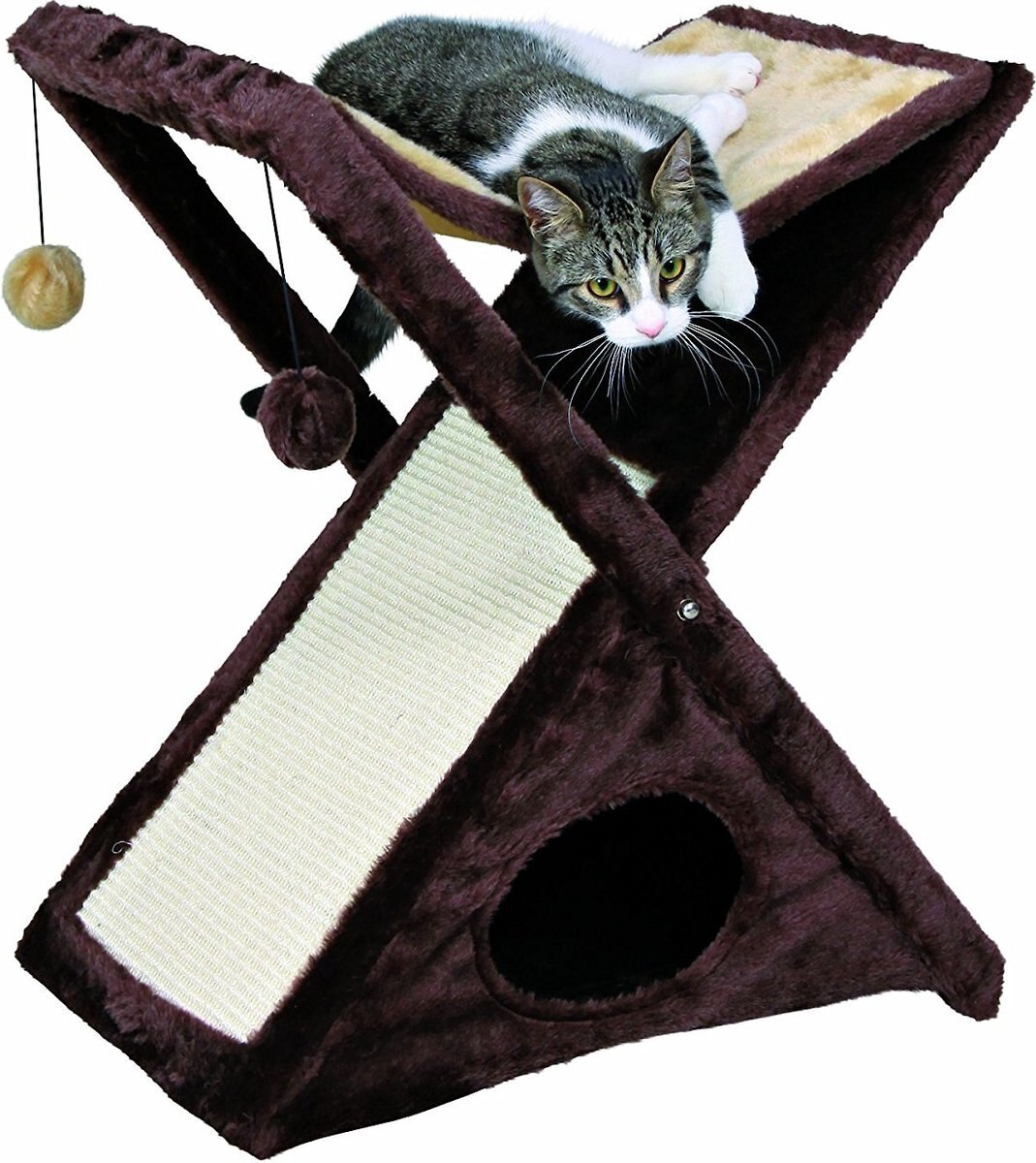 TRIXIE Miguel 25.5-in Plush Fold and Store Cat Tree