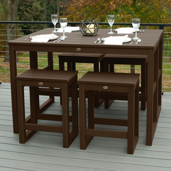 HIGHWOOD Monroe Modern Counter Height Balcony Stool/Table 6Piece Set