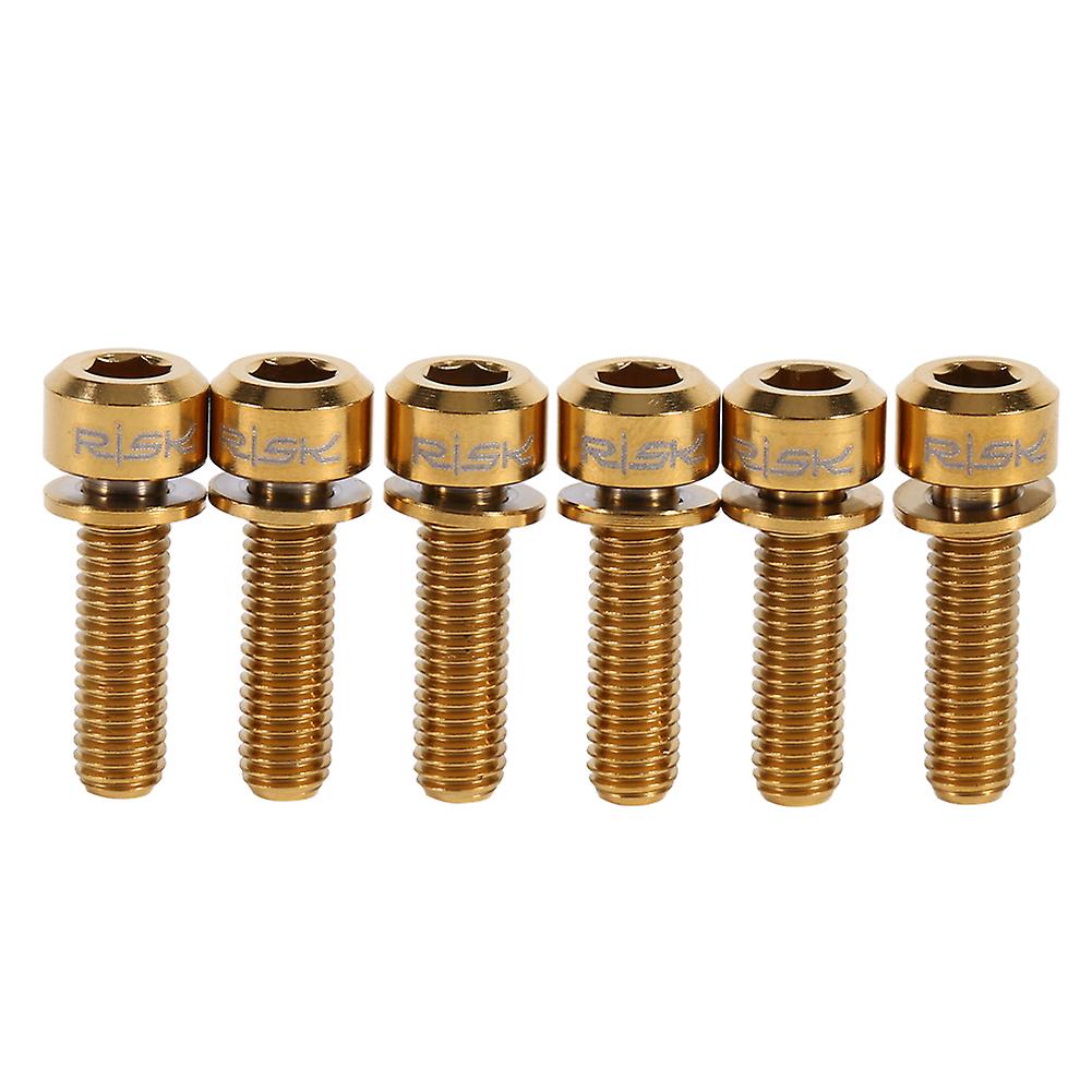 6pcs M5 X 18mm Titanium Stem Bolt With Washer Replacement For Bicycle(golden)