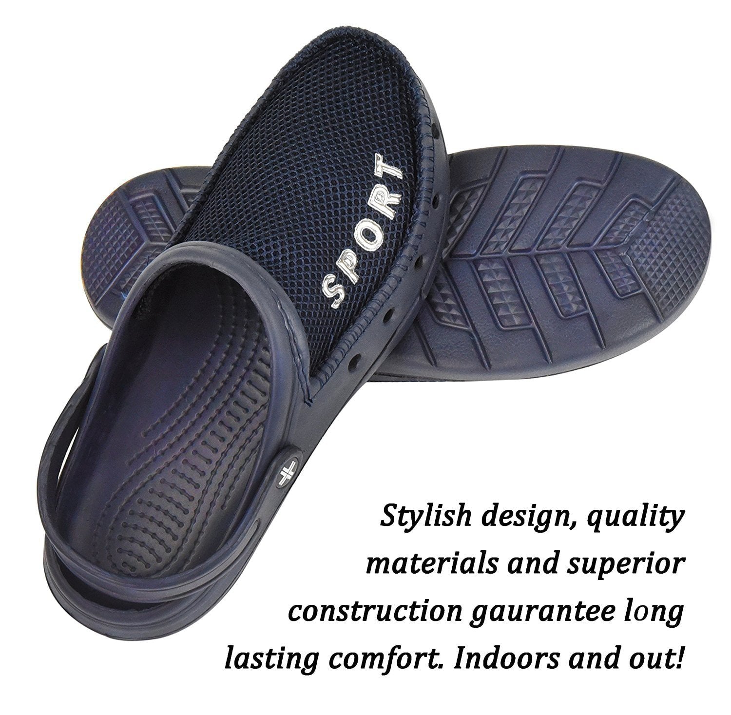 Roxoni Men's Waterproof Rubber Clog Sandals with Mesh Upper -sizes 8 to 12 -style #1266