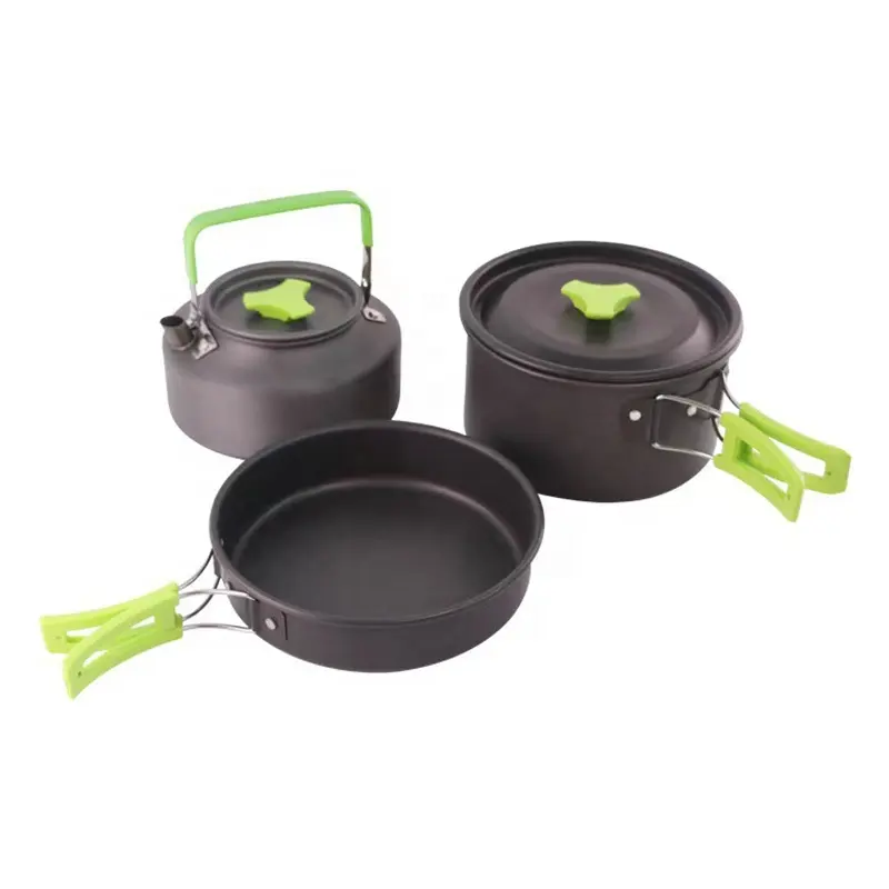 Outdoor Camping Tableware 1 2 Person Camping Cookware 4 In 1 Cooking Set