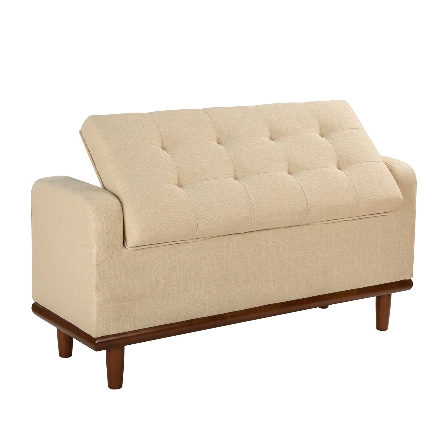 14 Karat Home Upholstered Tufted Bench with Storage Space for Bedroom in Linen