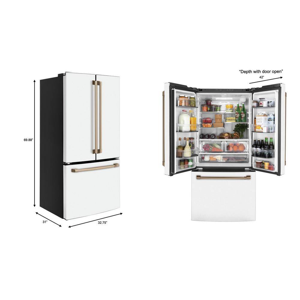 Cafe 18.6 cu. ft. French Door Refrigerator in Matte White Fingerprint Resistant Counter Depth and ENERGY STAR CWE19SP4NW2