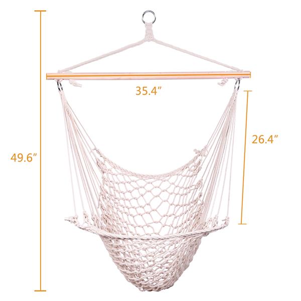 S.CHARMA Hammock Chair Macrame Swing Outdoor Garden Cotton Handmade Knitted Hanging Rope Air/Sky Chair Swing,Beige