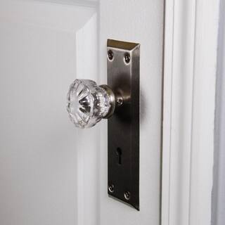 Defiant Glass Satin Nickel Knob Mortise Set 805404