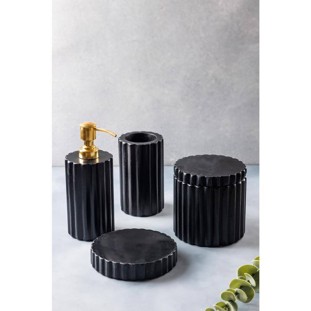 GAURI KOHLI Roksana 4-Piece Black Marble Bath Accessories Set GK51103